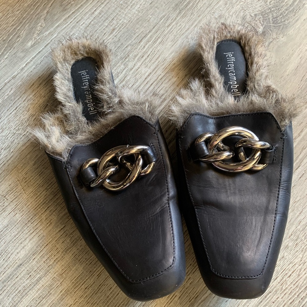 Jeffrey Campbell Black and Brown Mules with Sleek Design